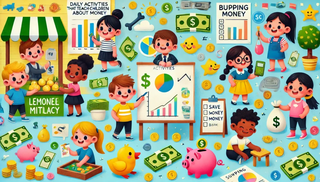 Kids learning about money through daily activities